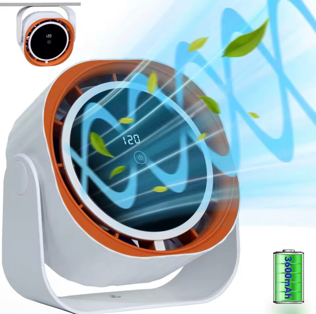 Portable Clip & Desktop Fan, Touch Screen 360° Adjustable, 3600mAh Rechargeable Strong Clamp Fan for Home/Office/Travel/Camping
