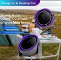 Portable Clip & Desktop Fan, Touch Screen 360° Adjustable, 3600mAh Rechargeable Strong Clamp Fan for Home/Office/Travel/Camping