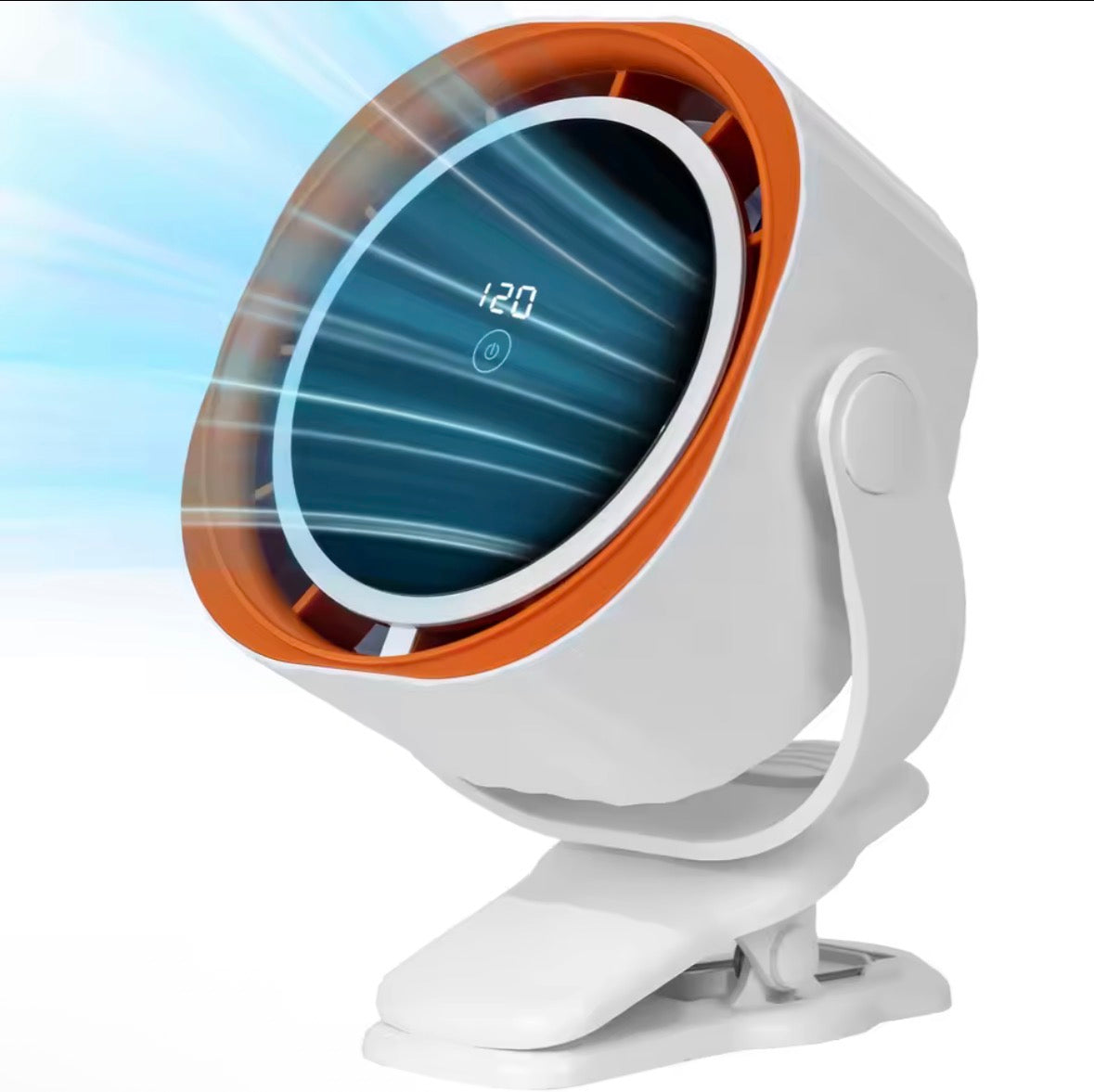 Portable Clip & Desktop Fan, Touch Screen 360° Adjustable, 3600mAh Rechargeable Strong Clamp Fan for Home/Office/Travel/Camping